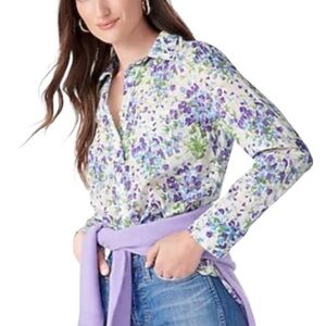 J Crew Classic-fit popover Liberty Sweet Pea Bouquet Size 4 or Small AW023